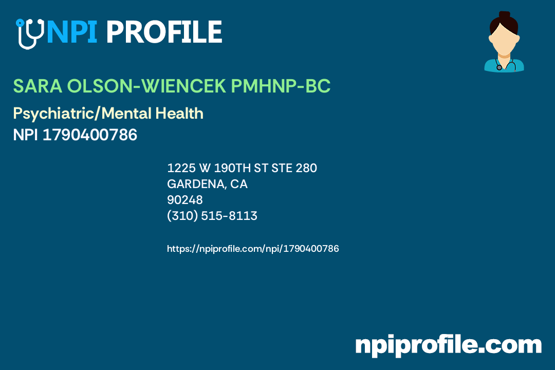 SARA OLSONWIENCEK PMHNPBC, NPI 1790400786 Nurse Practitioner in