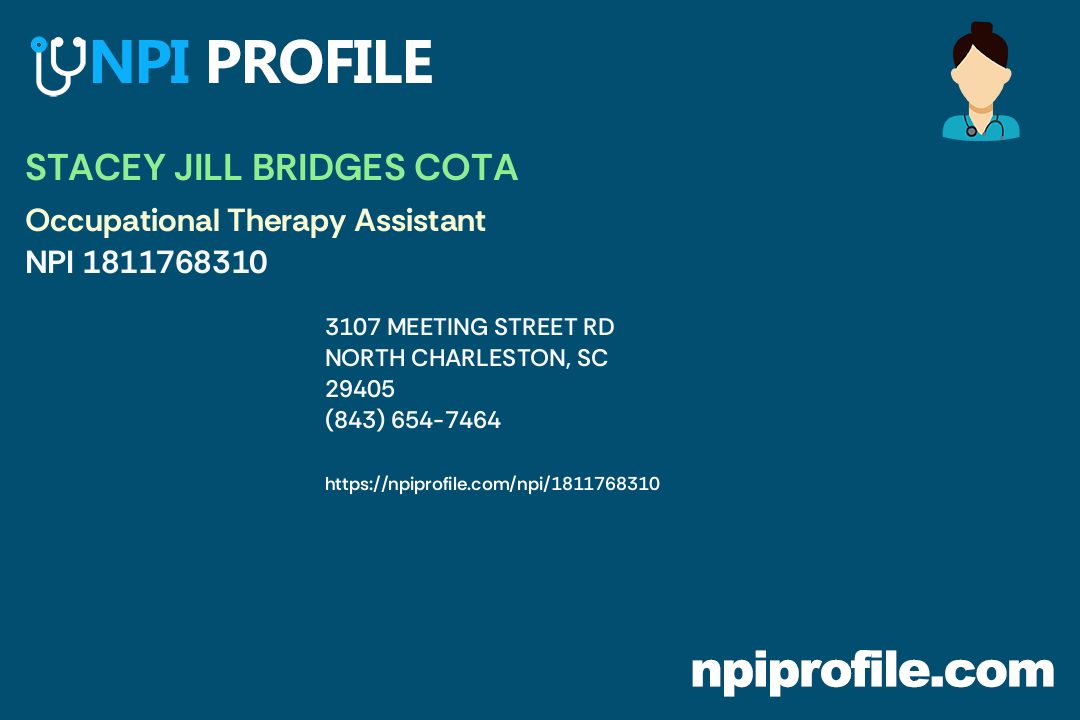 STACEY JILL BRIDGES COTA, NPI 1811768310 Occupational Therapy