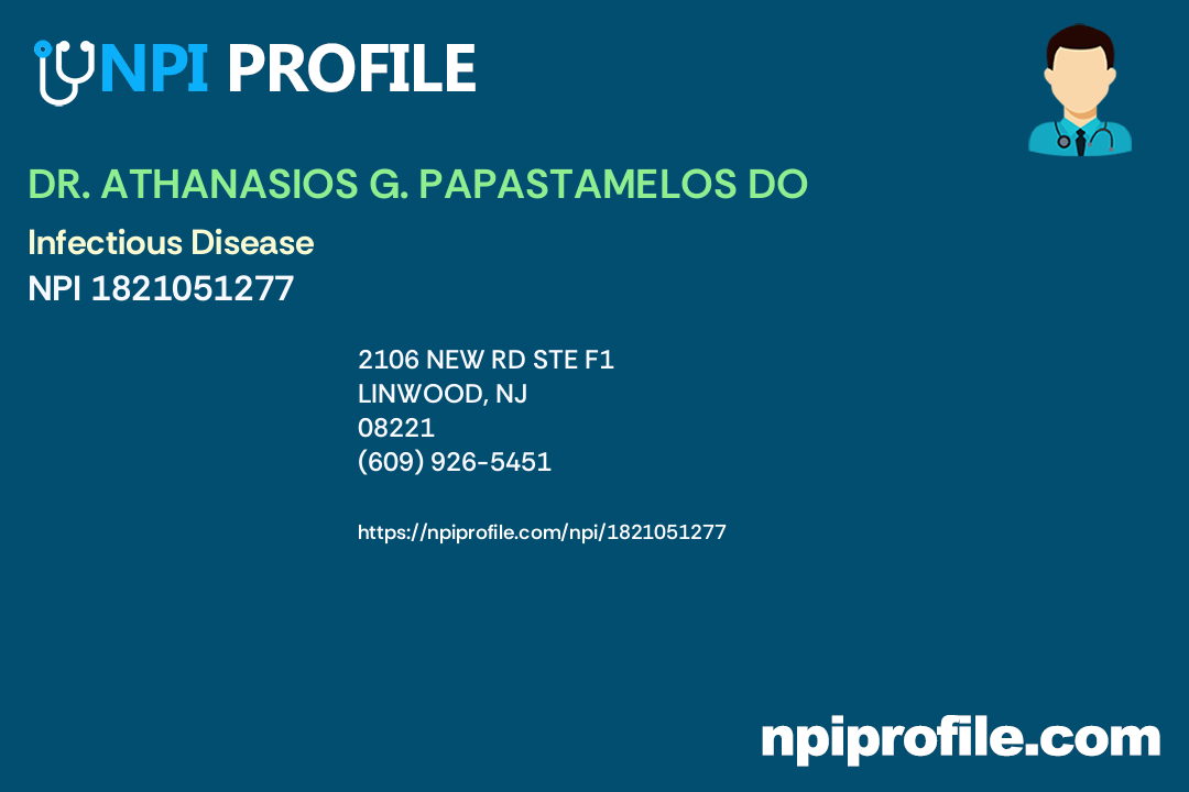 DR. ATHANASIOS G. PAPASTAMELOS DO, NPI 1821051277 Internal Medicine