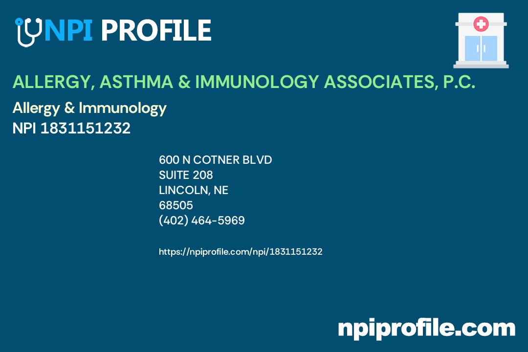 ALLERGY, ASTHMA & IMMUNOLOGY ASSOCIATES, P.C., NPI 1831151232 Allergy