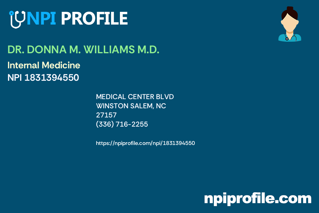 DR. DONNA M. WILLIAMS M.D. Accepted Health Plans and Insurance Coverage
