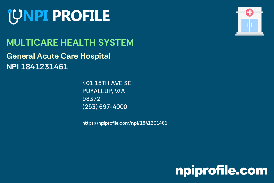 MULTICARE GOOD SAMARITAN HOSPITAL, NPI 1841231461 General Acute Care