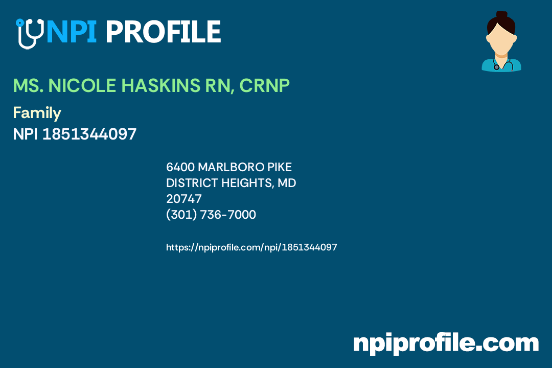 MS. NICOLE HASKINS RN, CRNP, NPI 1851344097 Nurse Practitioner in