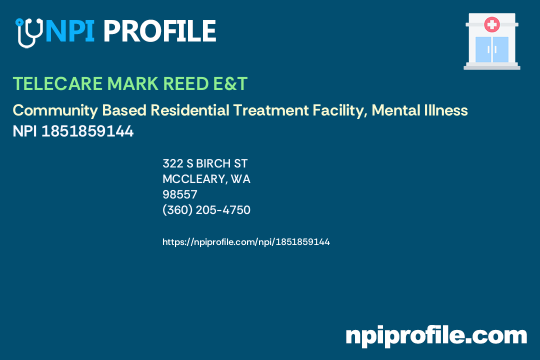 TELECARE MARK REED E&T, NPI 1851859144 Community Based Residential