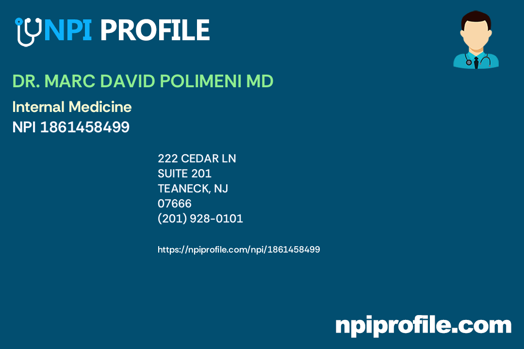 DR. MARC DAVID POLIMENI MD, NPI 1861458499 Internal Medicine in