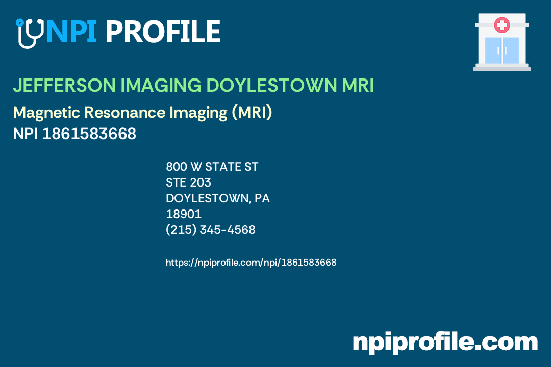 JEFFERSON IMAGING DOYLESTOWN MRI, NPI 1861583668 Clinic/Center in