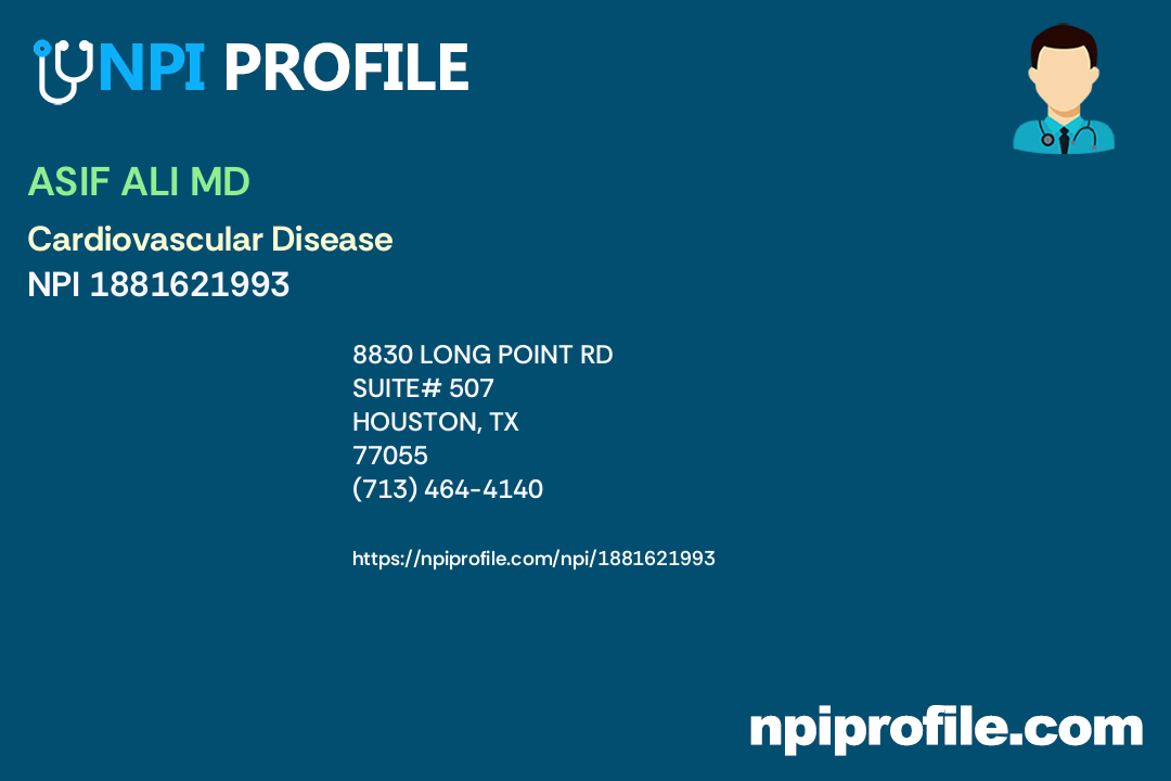 ASIF ALI MD, NPI 1881621993 Internal Medicine in Houston, TX