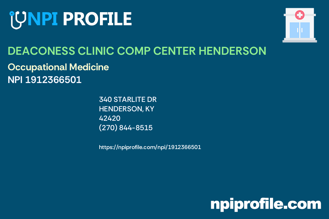 DEACONESS CLINIC COMP CENTER HENDERSON, NPI 1912366501 Clinic/Center