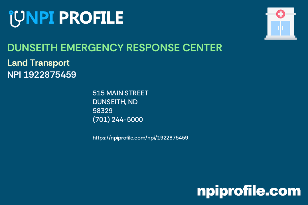 DUNSEITH EMERGENCY RESPONSE CENTER, NPI 1922875459 Ambulance in