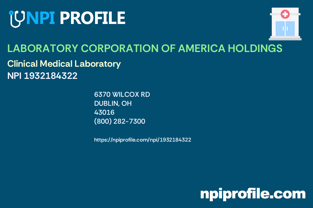 LABORATORY CORPORATION OF AMERICA HOLDINGS, NPI 1932184322 Clinical