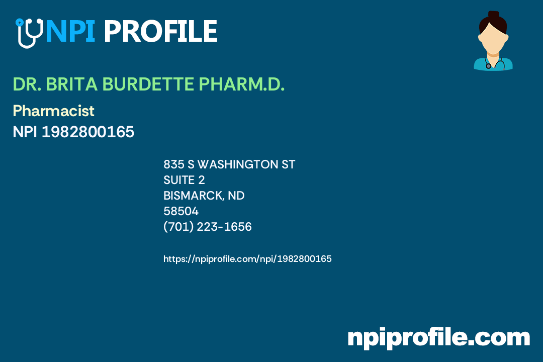 DR. BRITA BURDETTE PHARM.D. Accepted Health Plans