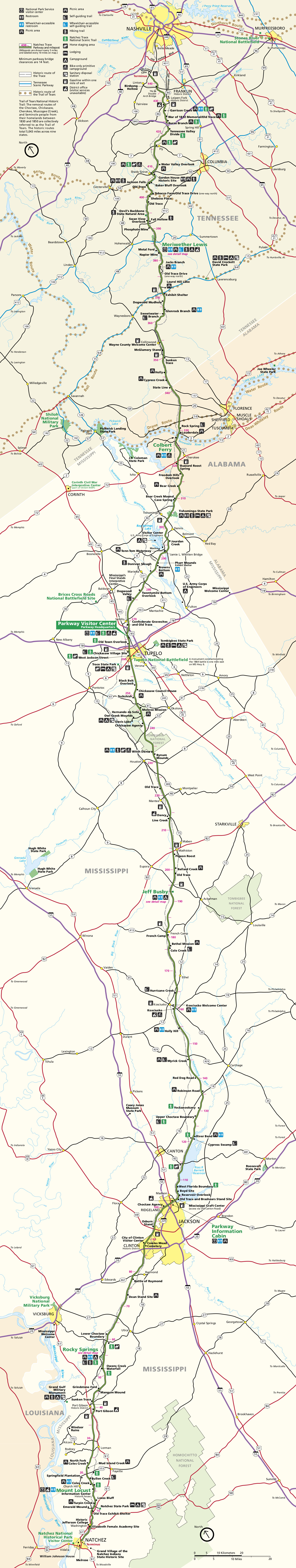 Natchez Trace Parkway Interactive Map Natchez Trace | Npmaps.com - Just Free Maps, Period.