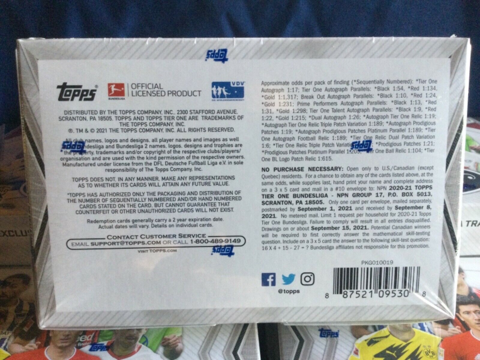 202021 Topps Tier One Bundesliga Soccer Cards No Purchase Necessary (NPN) Trading Card Offers