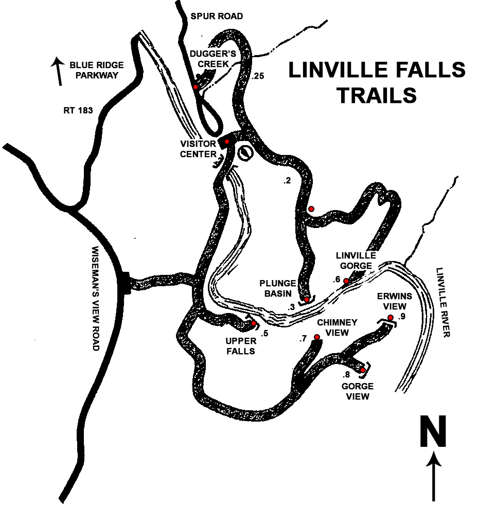 Linville Falls Trail Map Blue Ridge Parkway | Linville Falls Hiking Trails (Mp 316.4) |