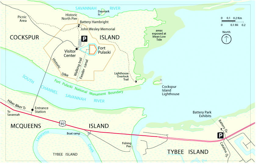 Fort Pulaski National Monument PARK MAP Bringing you America, one