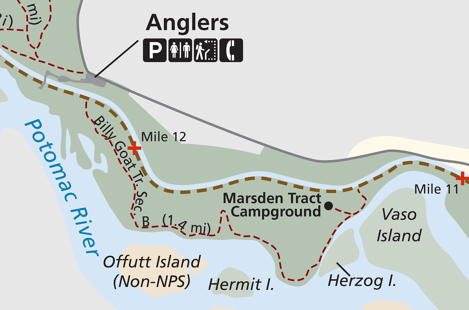 Billy Goat Trail Map Chesapeake And Ohio Canal National Historical Park | Billy Goat B Trail |