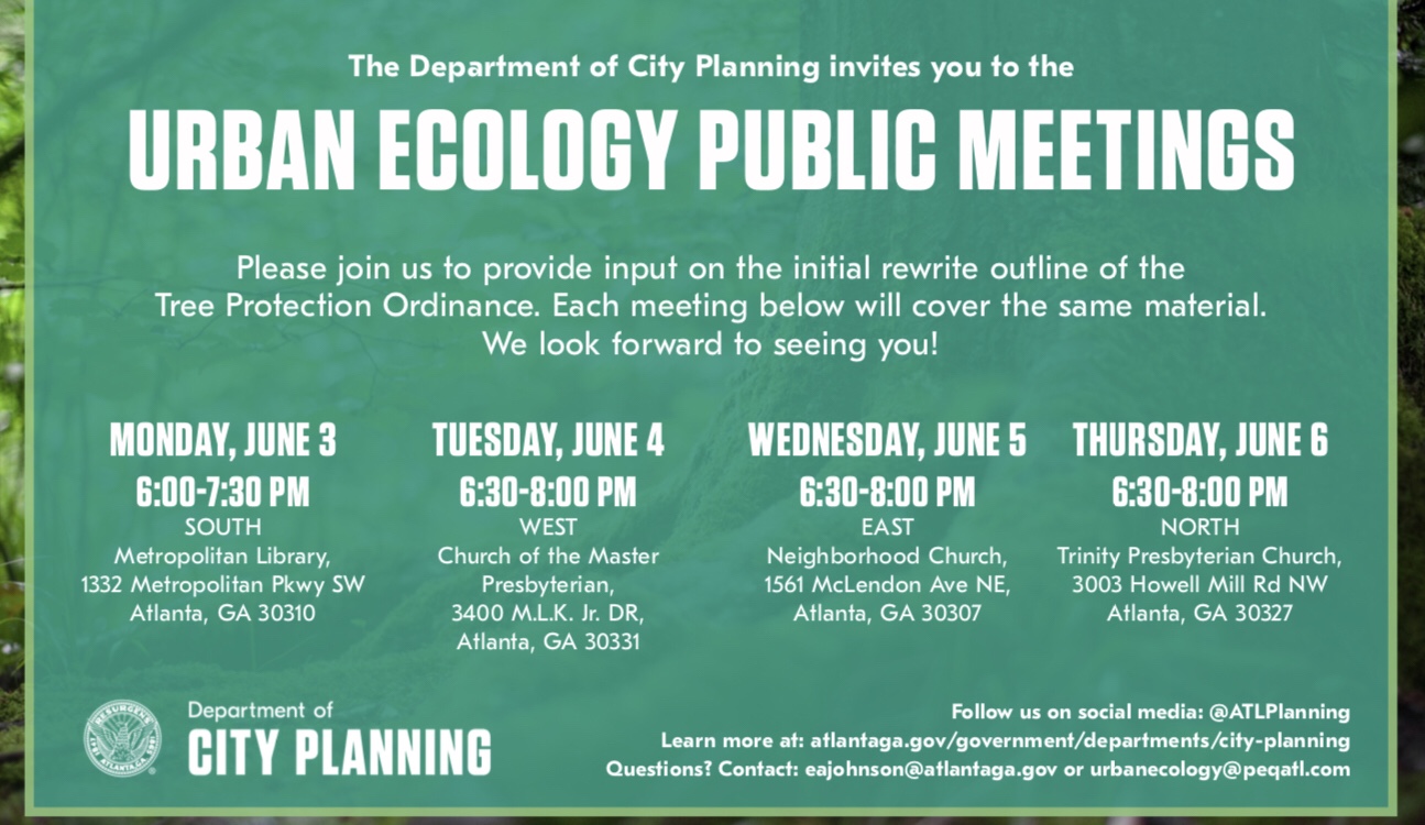 Tree Protection Ordinance Meetings NPUW City of Atlanta