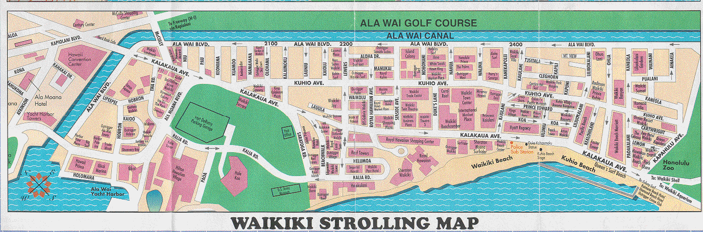 Waikiki Beach Hotels Map Map Of Wakiki Hotels 2018 World's Best Hotels