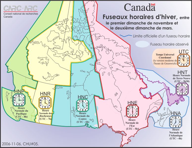 Fuseaux horaires et l'heure avancée