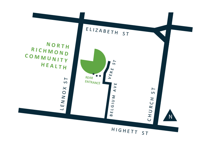 Map for North Richmond Community Health parking North Richmond