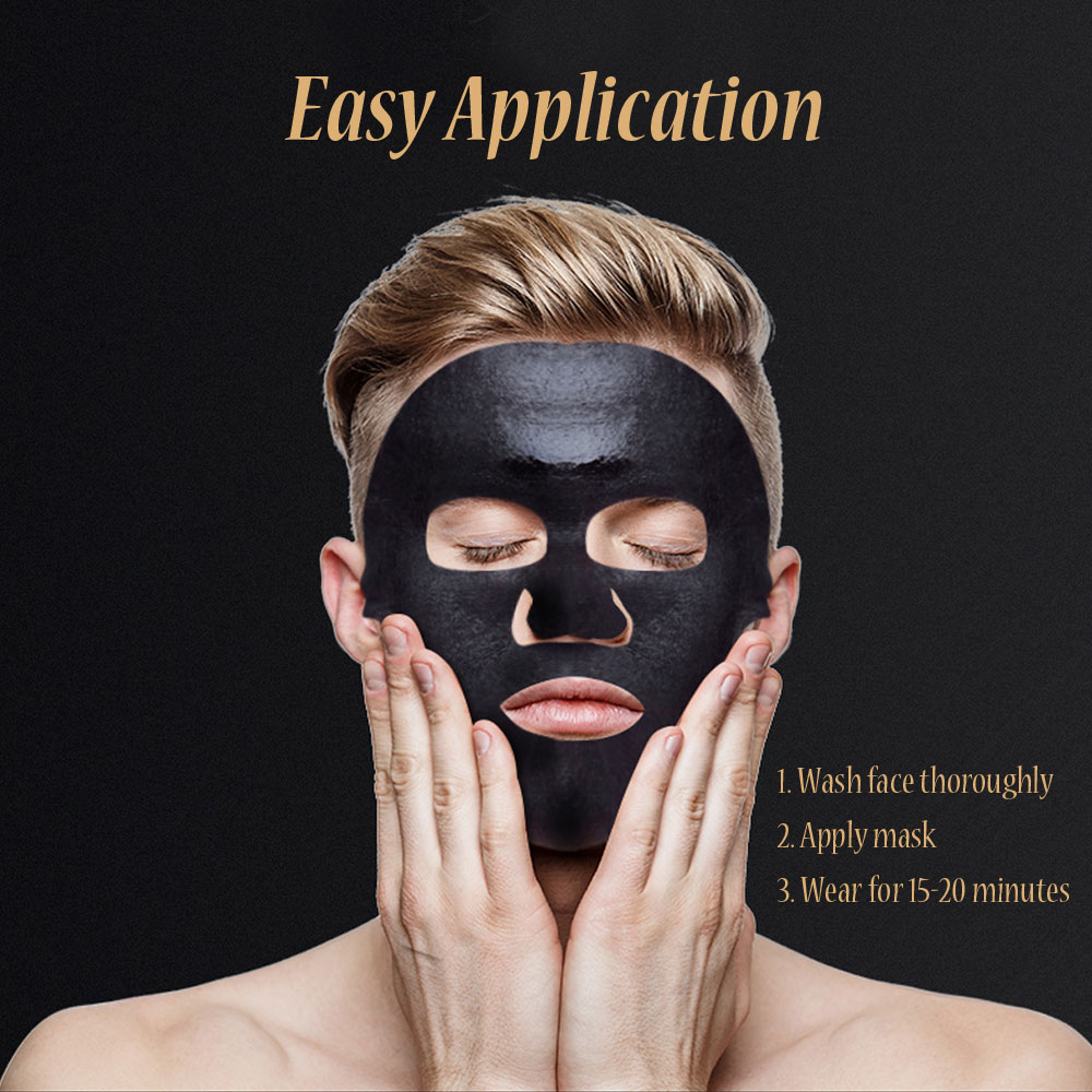 Black Face Mask for Men Bamboo Charcoal with aloe and algae. AntiWrinkle, AntiAging