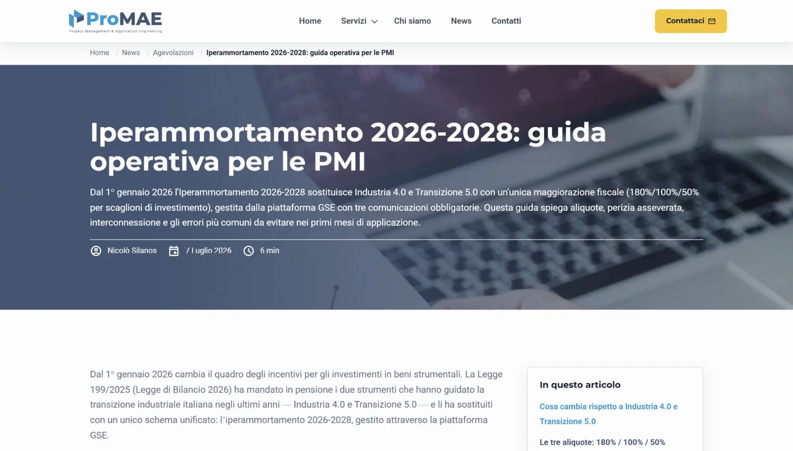 Guida sull’iperammortamento di ProMAE