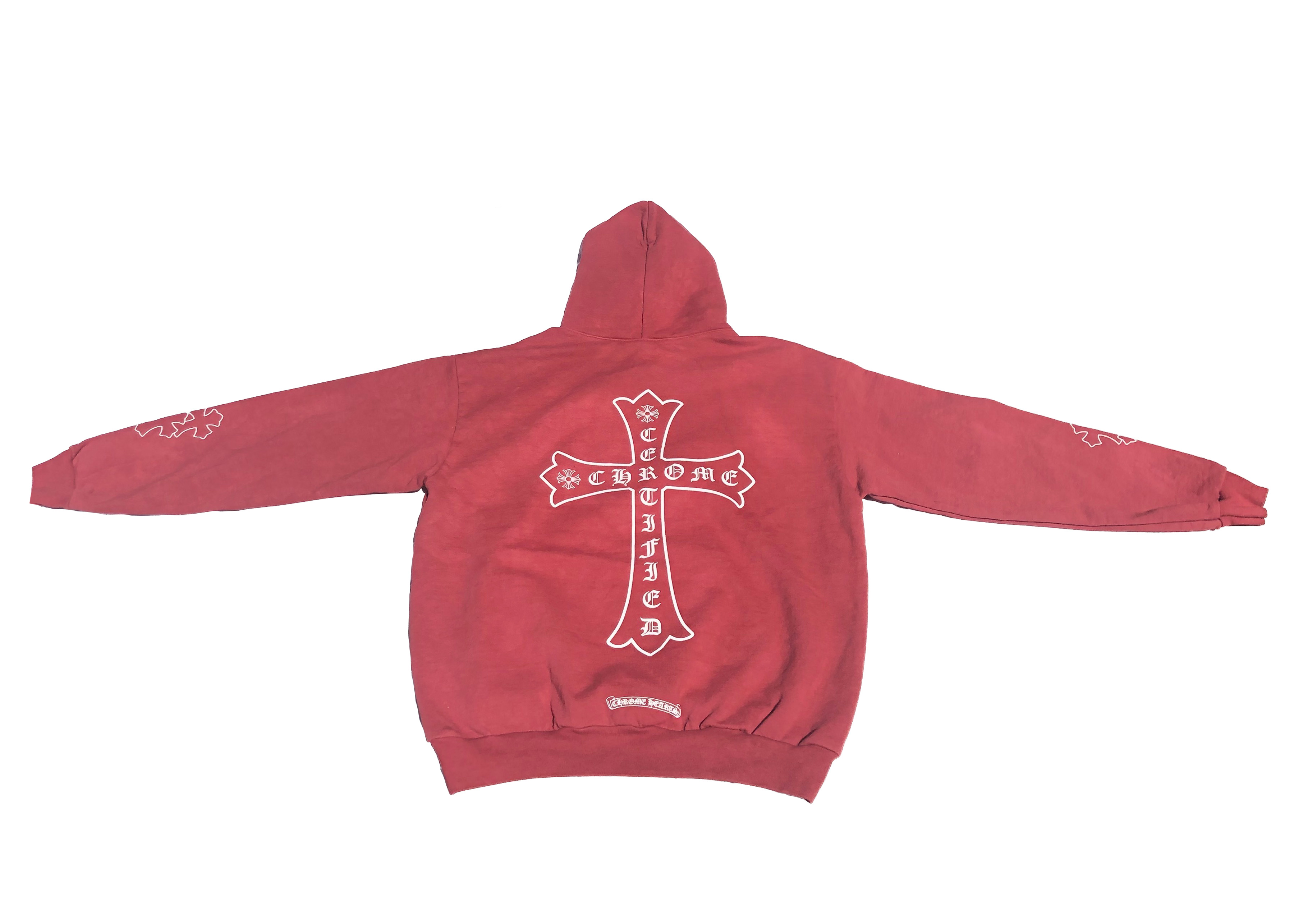 Chrome Hearts x Drake Certified Chrome Hand Dyed Hoodie Washed Red