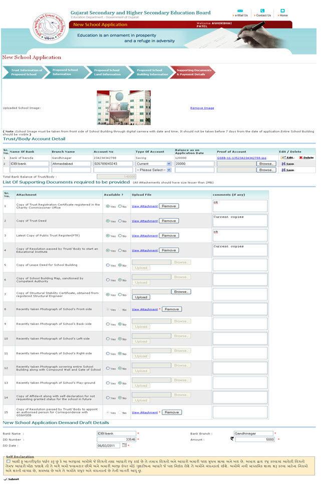 Supporting Documents & Payment Details