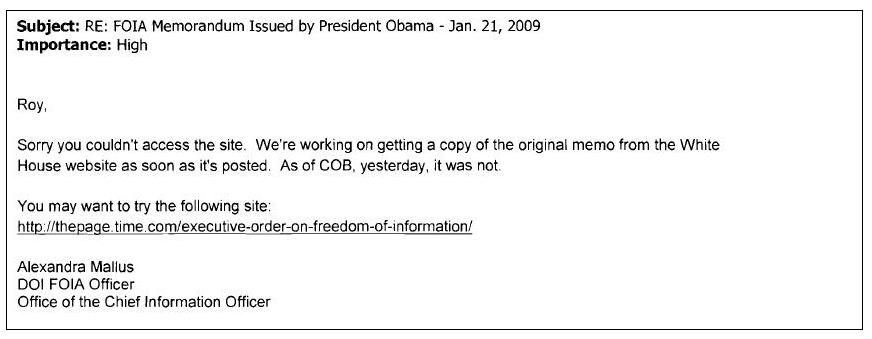 FOIA Audit Department of the Interior and the Blocked FOIA Blog UNREDACTED