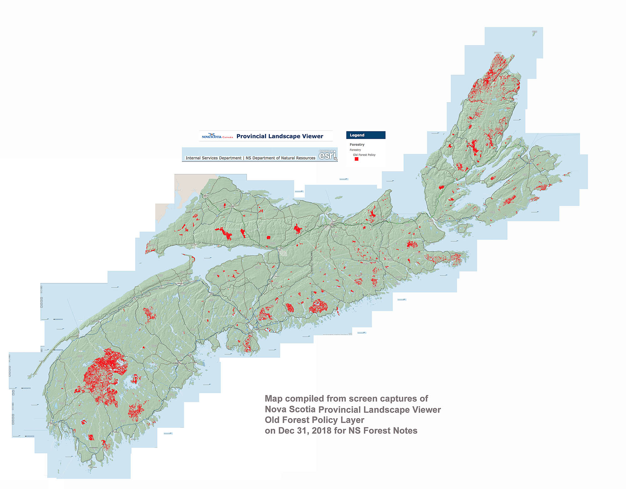 Compiled Maps Nova Scotia Forest Notes