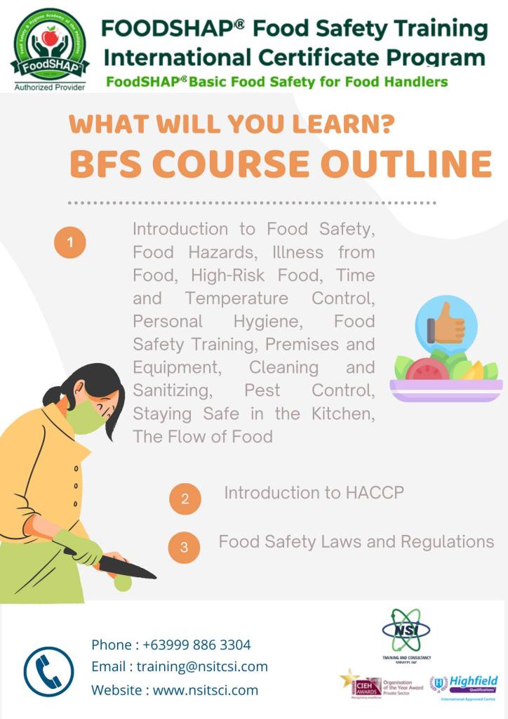 FoodSHAP Basic Food Safety Training 1 Week to go NSI Training and