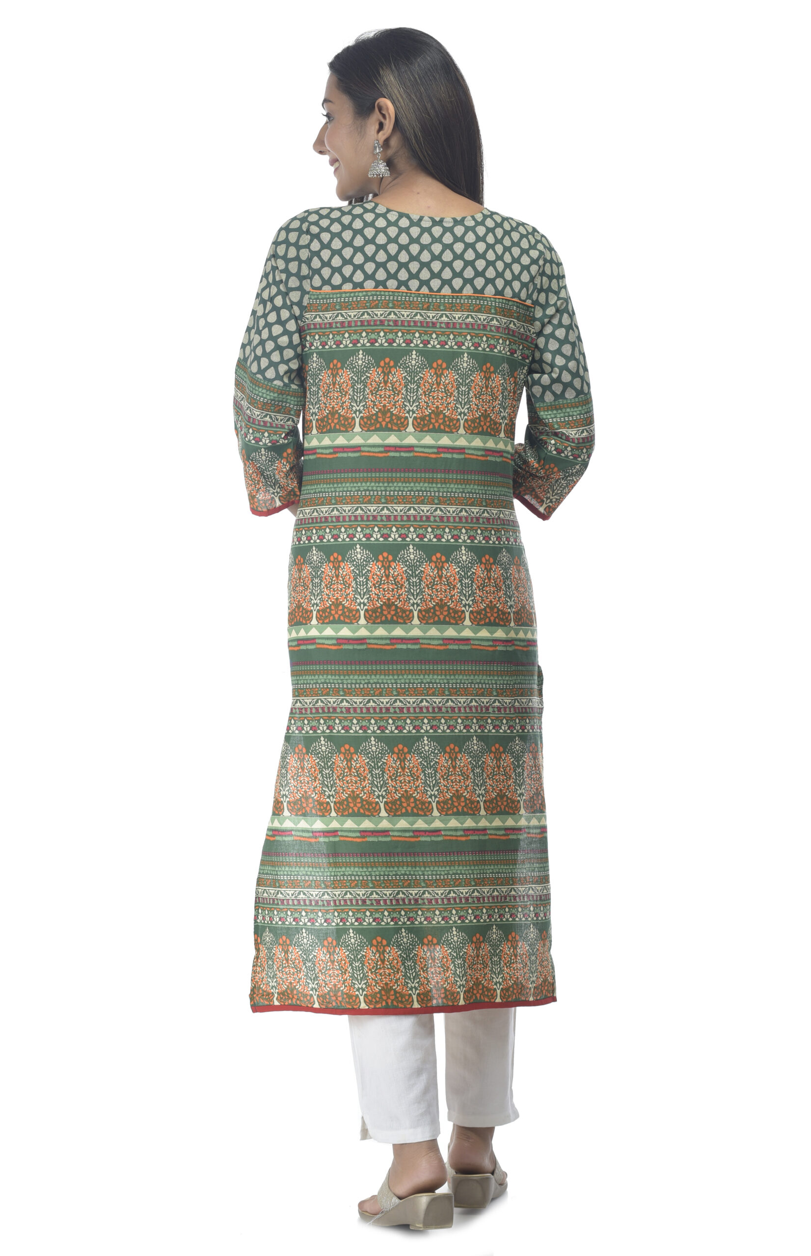 Straight Kurta Style No N263_Green_KP Cotton Jaipuri Printed
