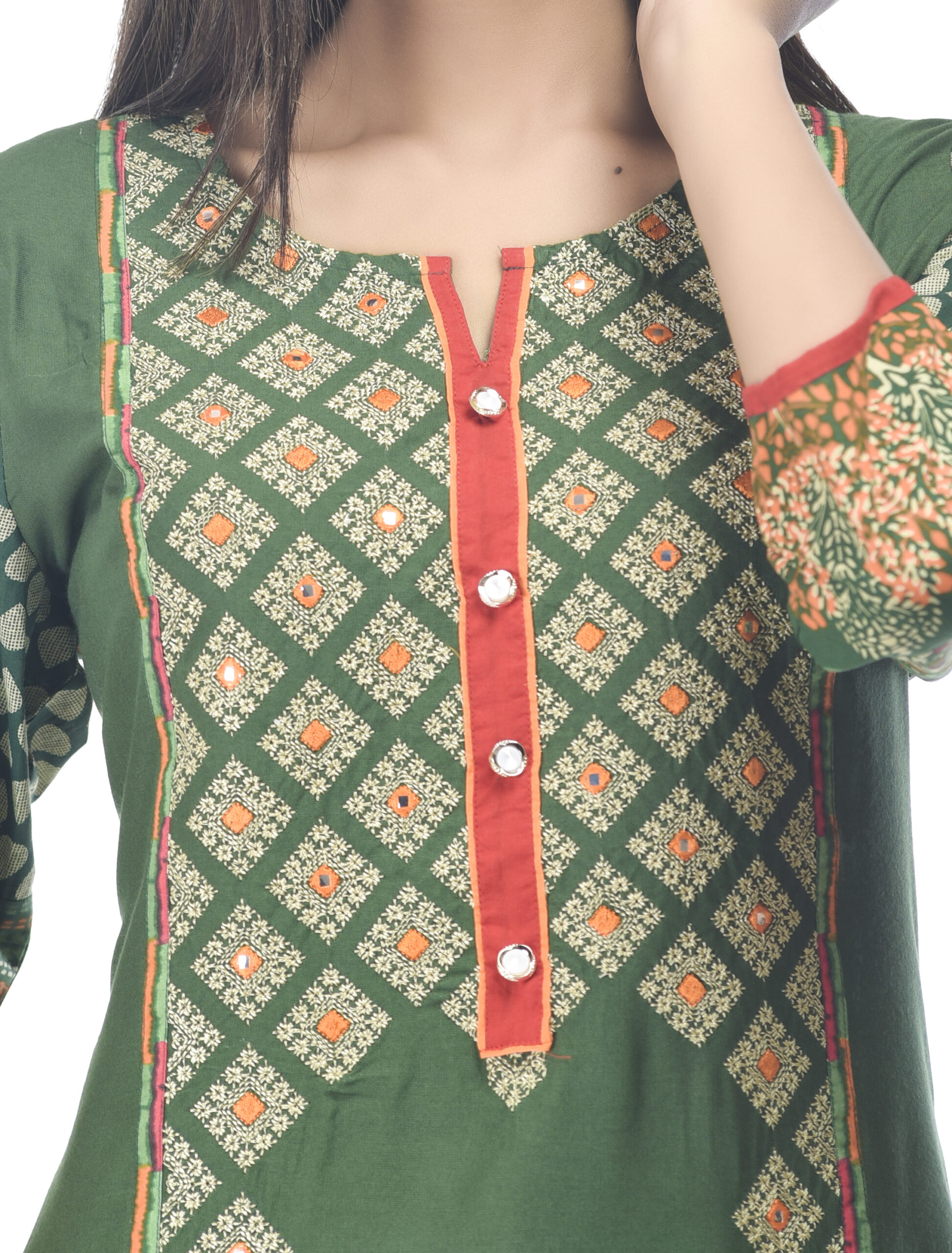 Straight Kurta Style No N263_Green_KP Cotton Jaipuri Printed