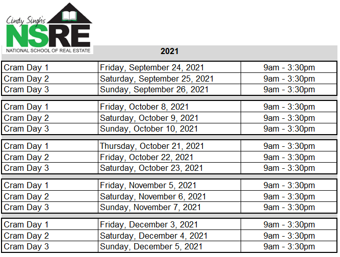 Class Schedule Real Estate School Huntsville