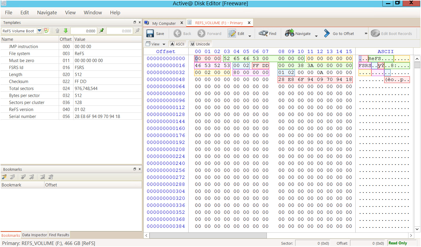 ReFS Boot Sector example