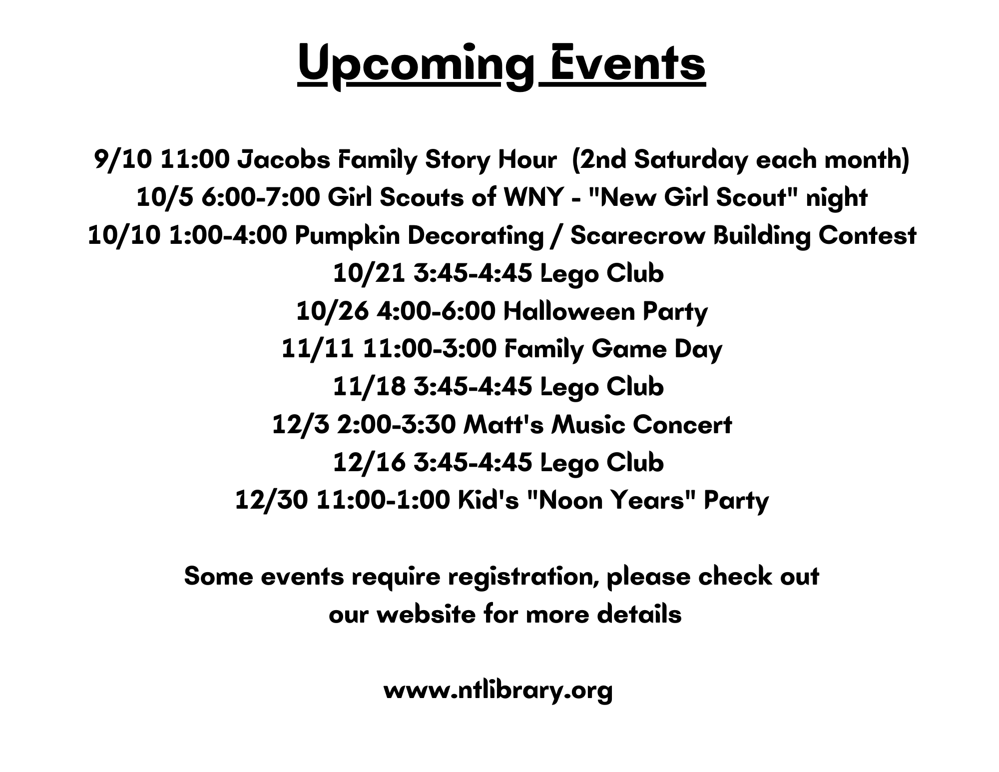 Events of 2022 North Tonawanda Public Library