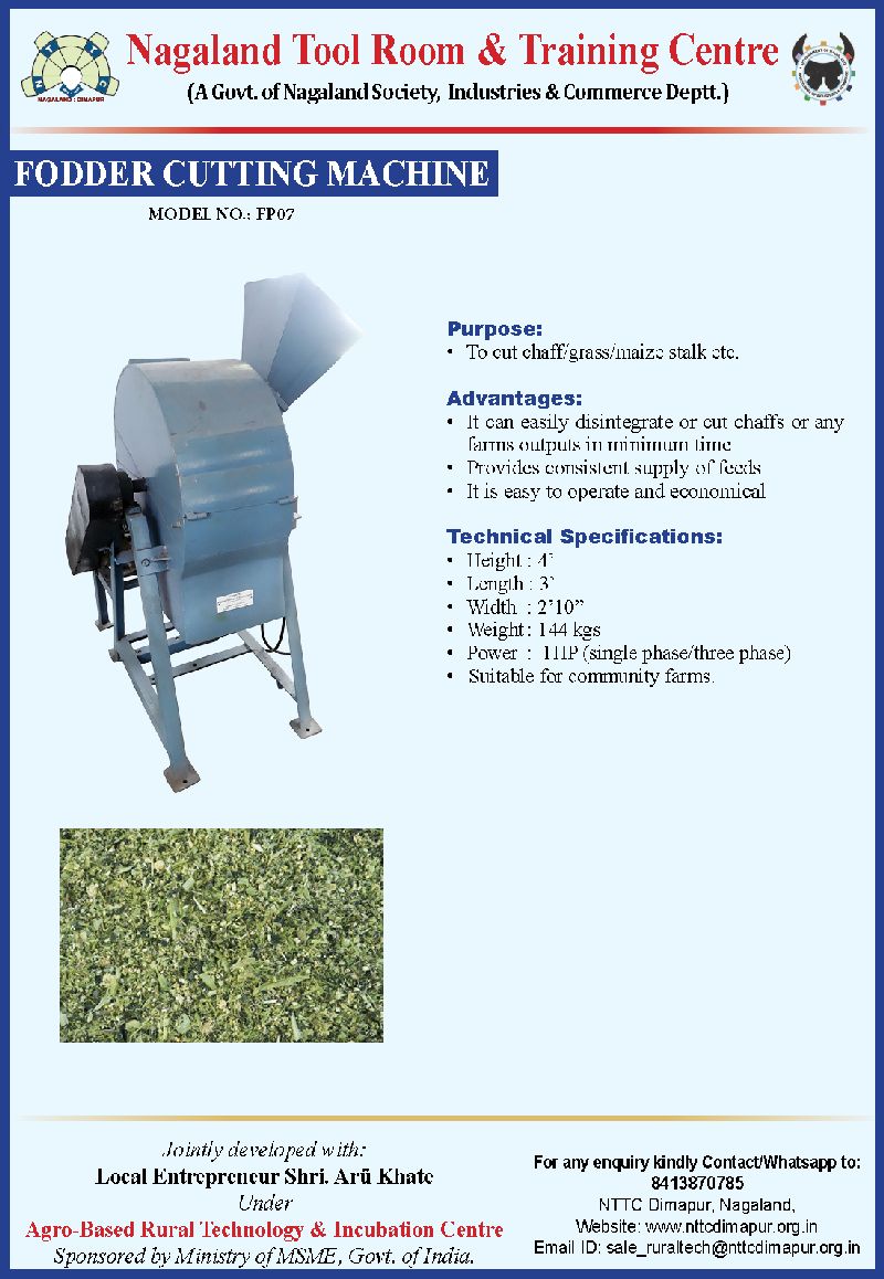 3 Fodder cutting Machine Nagaland Tool Room & Training Centre, Dimapur