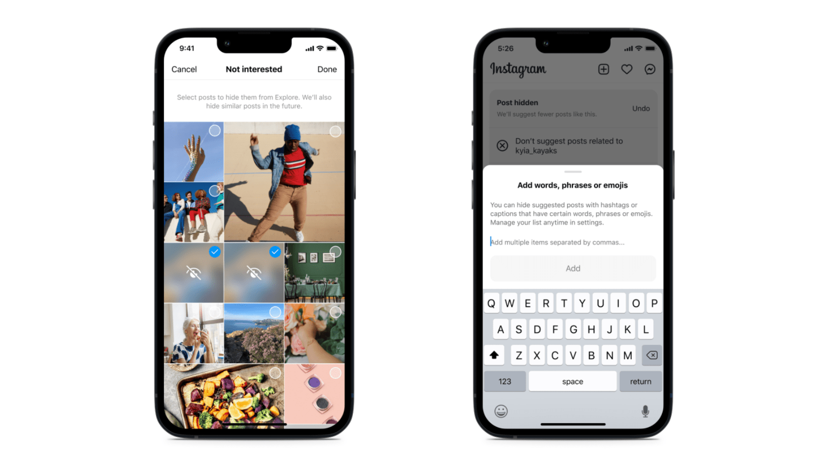 Instagram tests tools to control content suggestions