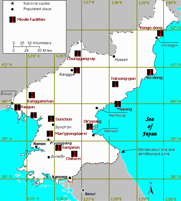 Missile Deployment Areas North Korean Special Weapons Facilities