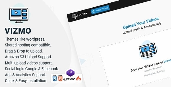Download #Vizmo – Simple Video Hosting Script Nulled v1.0 PHP Script