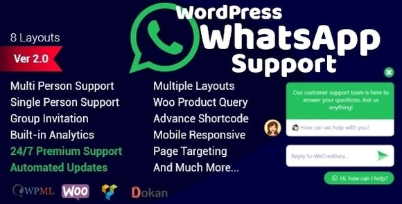Download #WordPress WhatsApp Support v2.0.2 – Live Chat Plugin