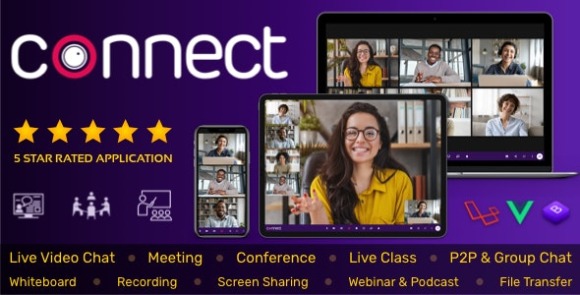 Download #Connect v1.9.0 Nulled – Live Video & Chat Messaging, Live Class, Meeting, Webinar, File Sharing, Whiteboard Script