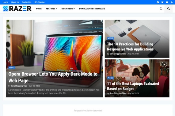 Download #Razer v1.0 (Premium) – Magazine Blogger Template Free