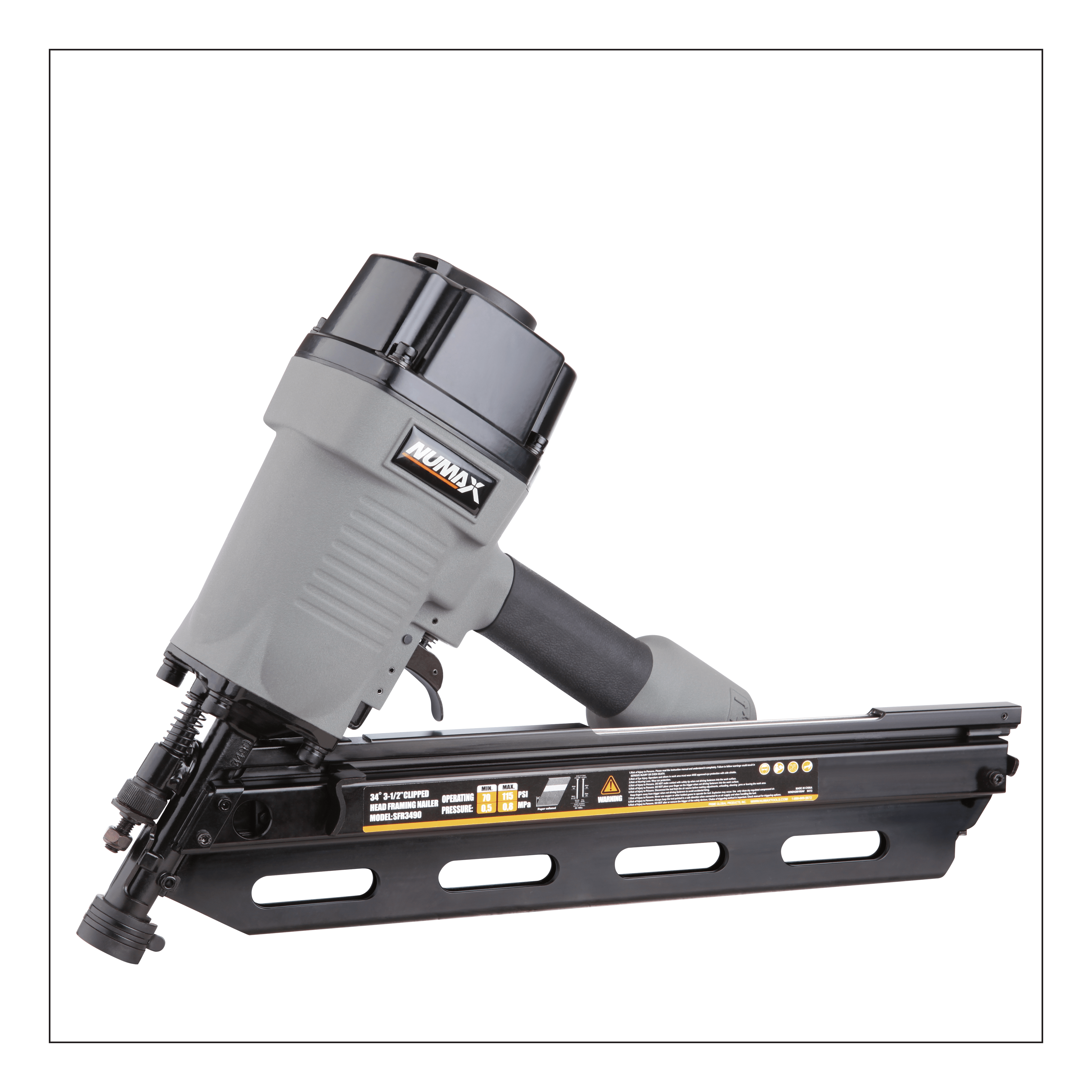 Pneumatic 34 Degree 31/2″ Clipped Head Framing Nailer NuMax