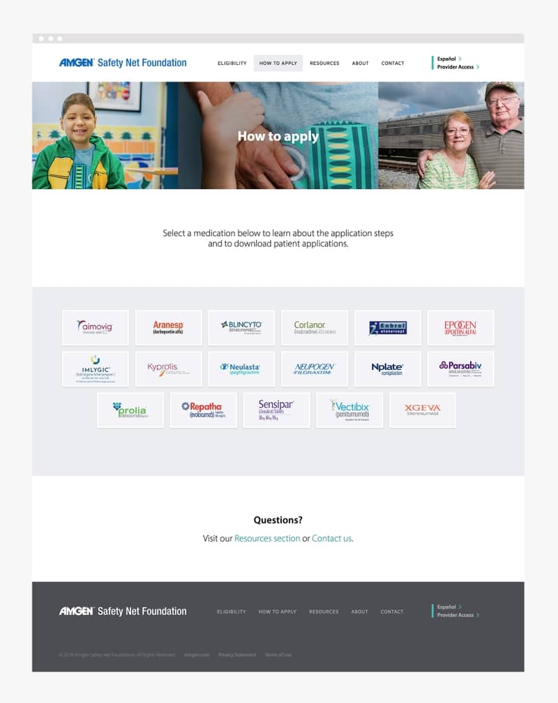Amgen Safety Net Foundation Web Design & Dev N4D
