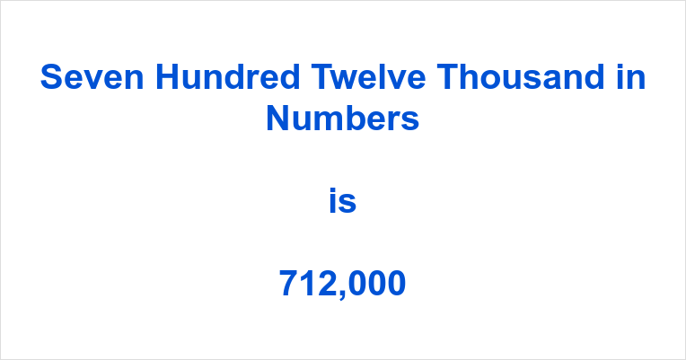 Seven Hundred Twelve Thousand in Numbers | numbersinwords.net