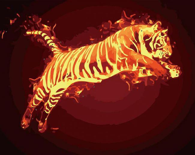 Flame Tiger Fire Animals Paint By Numbers Numeral Paint Kit