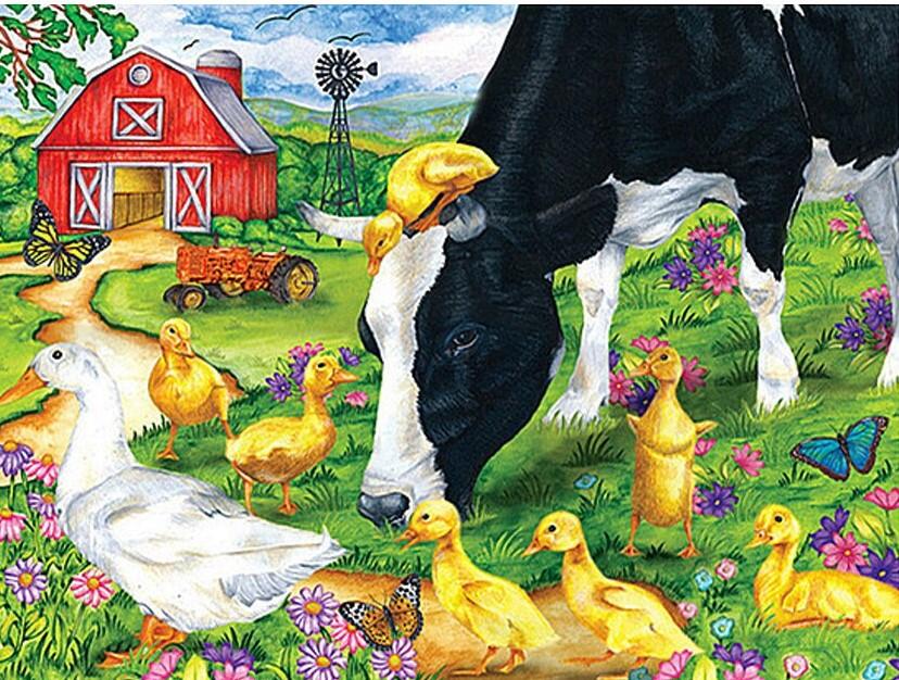Cow And Chicks Animals Paint By Number Numeral Paint