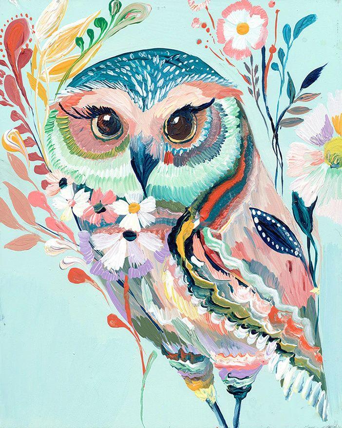 Floral Owl Bird Paint By Numbers Numeral Paint Kit