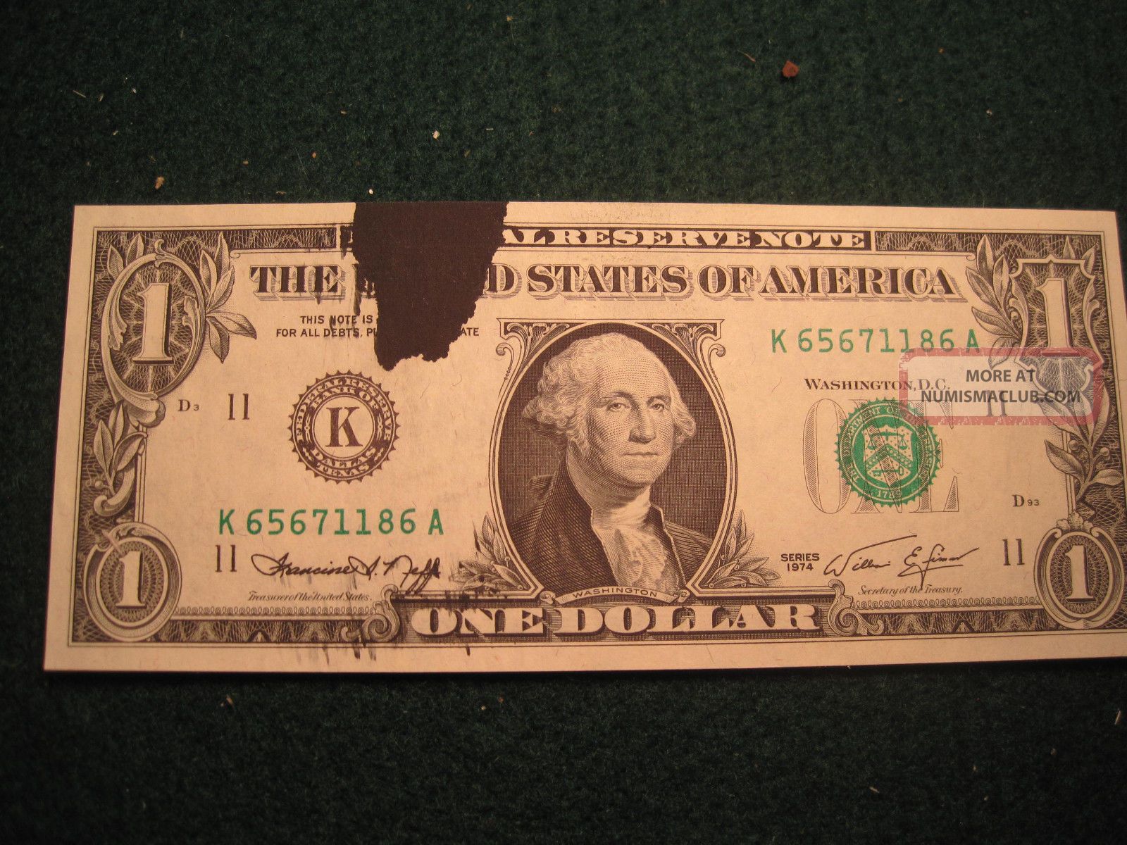Authentic Us Currency Error; Inking Error, Misalignment
